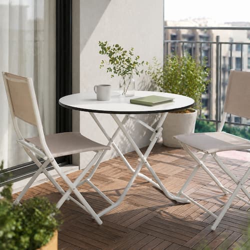 Mesa Funcional Redonda Plegable Blanca 80 cm - Imagen 5